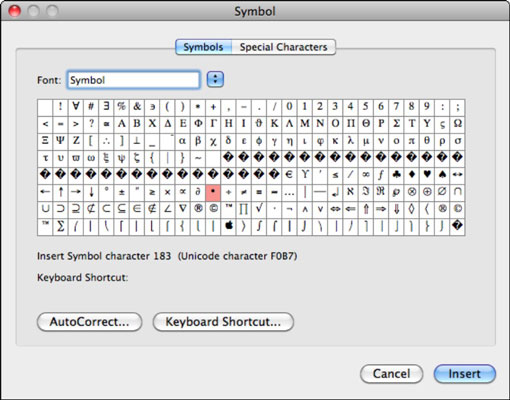 word 2011 for mac wingdings